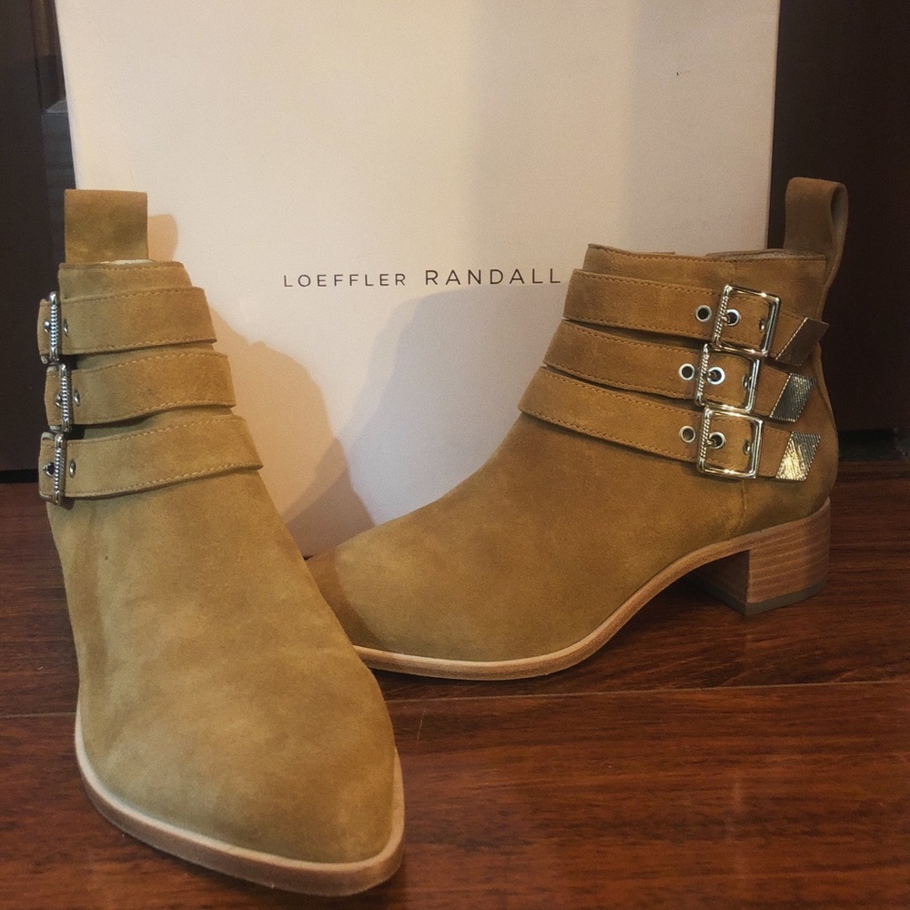 Loeffler Randall Nash Buckled Stacked Heel Booties